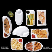 Imprimé personnalisé Restaurant Irrégulier A5 Coeur Blanc Forme de coquille de poisson Assiettes mélamine Apéritif