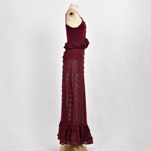 Vente directe d'usine, robe à franges 100% polyester, haute qualité, sur mesure, ODM, robe moulante en résille à franges pour femme - Product Image 2