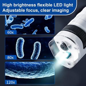 Microscopio para niños, microscopio portátil para niños Zoom 60x-120x, Little Scientist Lab, regalos para niñas y niños, alcance <span class=keywords><strong>de</strong></span> mano STEM - Product Image 5