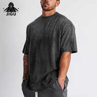 Kaos Polos Pria Kasual Rajut O-Neck Lengan Pendek Acid Wash 275 GSM 100% Katun Tebal Drop Shoulder Grosir