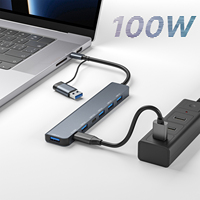 TUTI Vente en gros Hub USB 7 en 2 avec PD 100W, lecteur de cartes SD/TF, audio 3,5 mm, USB 3.0, station d'accueil Type-C pour PC/ordinateur portable