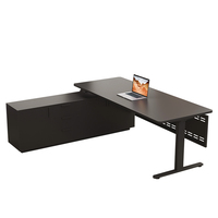 Bureau de direction moderne de luxe en forme de L pour patron/directeur/général - Mobilier de bureau pour table d'ordinateur commerciale avec grand plateau