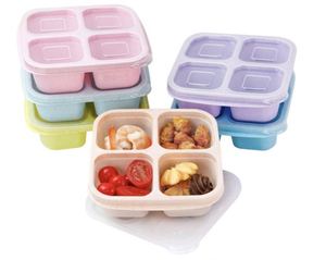 Finorder Lot de 6 Boîtes à Bento Classiques Micro-ondables en Fibre de Paille de Blé à 4 Compartiments, Réutilisables, avec Couvercle Rabattable Anti-Poussière - Product Image 3