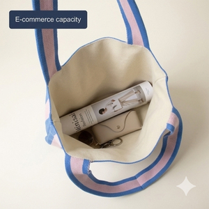 Borsa da Spiaggia Grande a Righe Colorate 2026, Borsa a Spalla all'<span class=keywords><strong>Uncinetto</strong></span> Fatta a Mano, Borsa Shopping Estiva Intrecciata a Contrasto Colore, Personalizzabile dalla Fabbrica - Product Image 3