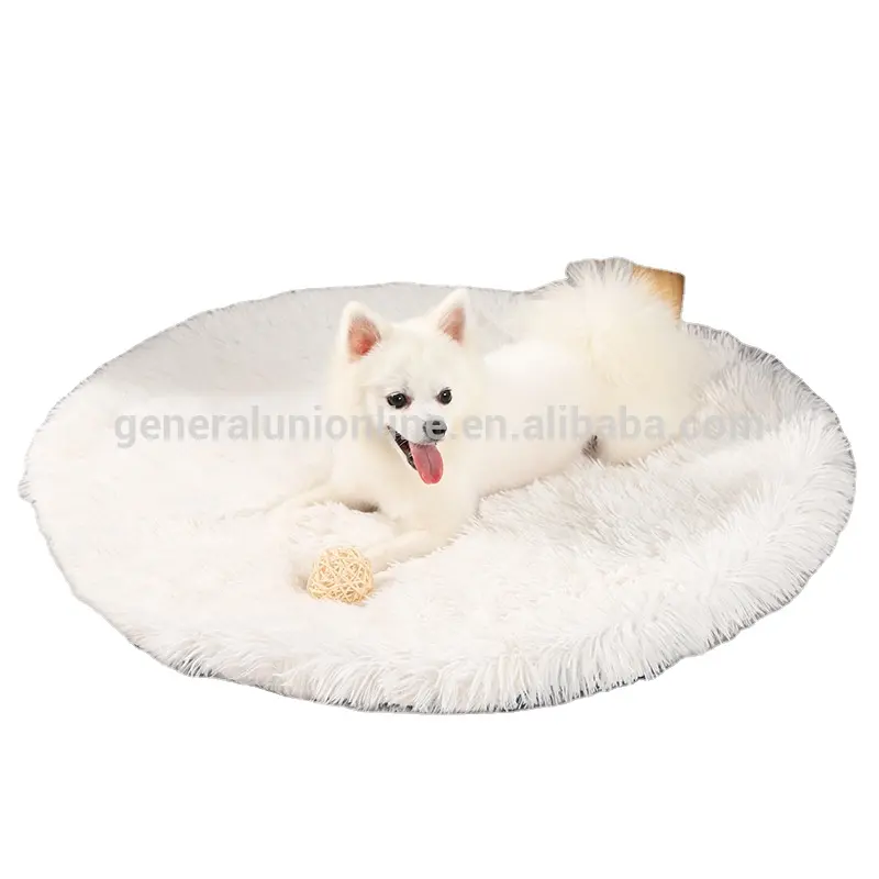 Vente chaude coloré perle coton automne hiver réchauffement tapis ronds pet chien tapis de lit accessoires