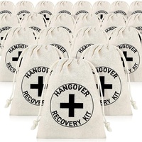 Sac en coton à cordon en forme de croix pour kit de gueule de bois individuel, cadeau idéal pour toutes les occasions