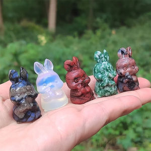 Figurines Lapin en Zoisite et Lepidolite avec Rubis Naturel, Matériaux Mixtes, Décoration de Table, Cadeaux Parfaits pour les Fêtes et Anniversaires (Vente en Gros) - Product Image 2