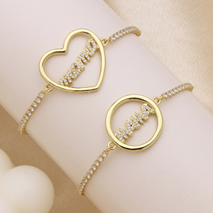 <span class=keywords><strong>Bracciale</strong></span> HS169 placcato oro 18 carati con scritta MAMA MOM, <span class=keywords><strong>bracciale</strong></span> con cuore e lettera in zirconia cubica, regalo per la Festa della Mamma, regolabile, gioiello da donna - Product Image 6