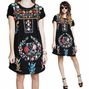 <span class=keywords><strong>Abito</strong></span> Boho da <span class=keywords><strong>Donna</strong></span> su Misura, Vestito Messicano Ricamato Taglie Forti, Gonna, Top, Camicetta Etnica, Abbigliamento in Lino di Qualità - Product Image 4