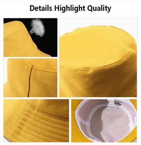 Wholesale Unisex Custom Embroidery Logo Cotton Solid Outdoor <b>Sunscreen</b> Flat Top Kids Fisherman Bucket Hat Caps - Product Image 4