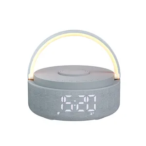 2024 chất lượng cao Bluetooth Speaker với kỹ thuật số Đồng hồ báo thức sạc không dây có thể điều chỉnh LED ánh sáng ban đêm tốt chất lượng âm thanh