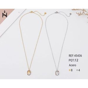 Collana con Ciondolo a F in Oro e Argento, Acciaio 45436, Gioielli alla Moda - Product Image 1