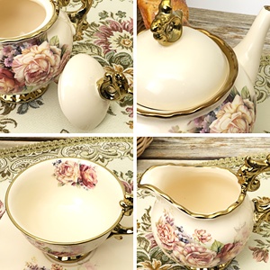 15pcs Luxury 1125ml Porcelain <b>Tea</b> & Coffee Table <b>Set</b> Top Gold Floral Vintage Ethiopian Ceramic Cup <b>Set</b> - Product Image 4