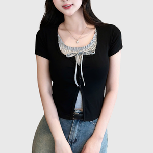 OEM Vietnam Vente en gros directe d'usine T-shirt en coton pour femmes 2025 Vêtements de mode Logo personnalisé de haute qualité Support d'échantillon gratuit - Product Image 6