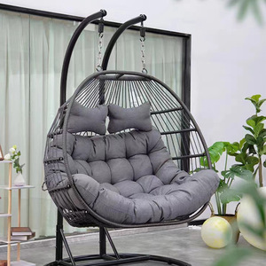 VOYAGE Dos personas Colgando Huevo <span class=keywords><strong>Silla</strong></span> Asientos dobles Columpio de metal con <span class=keywords><strong>base</strong></span> redonda - Product Image 3