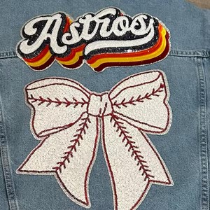 Prensa de calor bordado completo Astros parches bolsas personalizadas Houston Astros ropa hierro en Astros parche de lentejuelas - Product Image 2