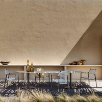 Ensemble de chaises et de tables de salle à manger en corde tressée pour l'extérieur, cadre en teck, meubles de jardin, de patio, de villa et de chambre à coucher
