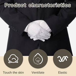 Guantes Blancos Personalizados para Hombre y Mujer con Cierre a Presión, Guantes de Uniforme para Desfiles, Disfraces, Servicio Personalizado, Funerales, Trajes Formales, Guardias - Product Image 4