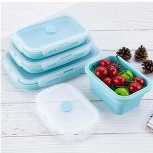 Food-grade silicone foldable bowl, portable travel telescopic instant noodle bowl with lid, children's outdoor picnic lunch <b>box</b> - Product Image 1