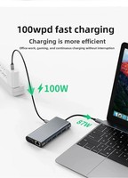 11 in 1 USB C Docking Station 4K VGA RJ45 PD SD TF Audio USB C Hub Laptop Adapter Tersedia Tanpa Minimum Order