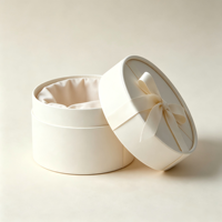 Boîte d'emballage cylindrique minimaliste en papier artisanal de qualité supérieure, couleur crème |   Cadeau personnalisable avec laminage brillant UV