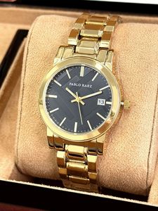 Montre-bracelet classique pour femme, élégante et étanche, avec fonction calendrier, mouvement à quartz, bracelet chaîne dorée - Product Image 2