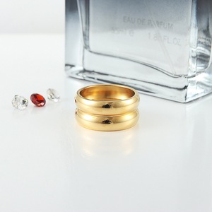 yunnique <b>Titanium</b> Steel Gold <b>Ring</b> Geometric Design Women's Wedding Jewelry Gift - Product Image 3