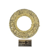 Guirlande de Noël LED 3D pré-éclairée, étanche IP44, en fil métallique circulaire, lumière blanc chaud, décoration extérieure pour jardin, cour, pelouse