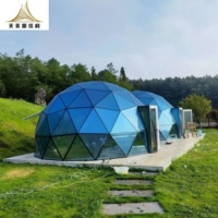 Dôme géodésique en verre de luxe TIMI, résistant au vent, en aluminium, pour glamping, avec salle de bain
