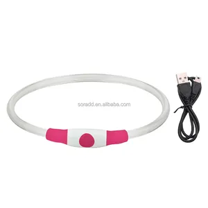 Precio de fábrica Batería reemplazable USB LED Collar de seguridad para perros que brilla intensamente Collar luminoso para caminar de noche