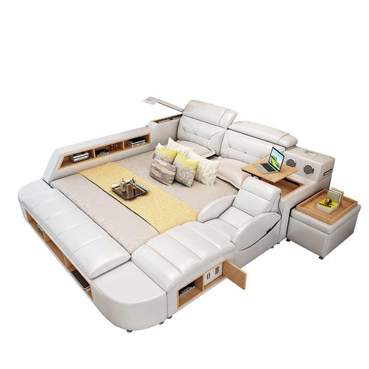 Распродажа, Многофункциональная Кожаная спальная кровать с хранилищем для постельного белья, набор мебели