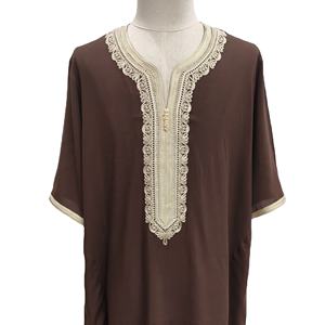 Barang Maroko Siap Jual Pasokan Pabrik 100% Rayon Hasil Akhir Lembut Bordir Besar Busana Saudi Thobe Pengiriman Cepat - Product Image 4