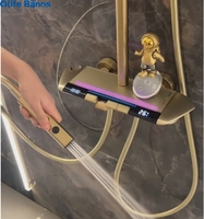 Tiktok nouvelle tendance or luxe mur accroché pistolet métal Piano clé affichage numérique Led thermostatique laiton cuivre salle de bain ensemble de douche