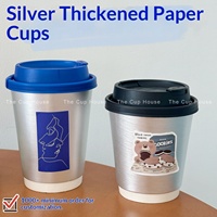 Gobelets en papier jetables à double paroi laminés, épais, argentés, pour boissons chaudes, café, lait, thé, emballés individuellement, usage commercial