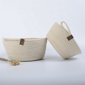 Woven Basket Set Storage Cotton Rope Baskets Small Baby White Organizer Bin for Kids Toy