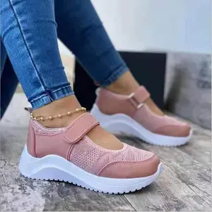 New arrival lady comfort shoes women's flat casual shoes white sneaker shoes platform wedge