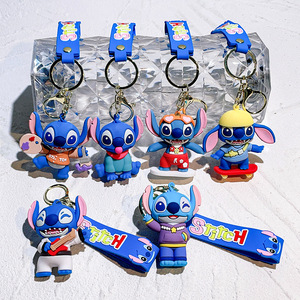 3D Kawaii Anime Keychain đồ chơi dễ thương cao su sáng tạo phim hoạt hình Lilo và khâu Keychain Xe ba lô mặt dây chuyền Keyring bán buôn - Product Image 2