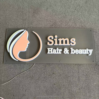 Publicité illuminée intérieur avant Led lettre magasin d'affaires panneau avant 3D acrylique lumière signe panneau arrière de cheveux beauté boutique
