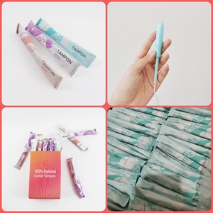 Tampón menstrual personalizable 100% algodón catéter vaginal <span class=keywords><strong>tampones</strong></span> aplicadores - Product Image 3