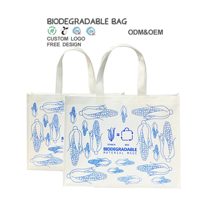 Sac de marché non tissé biodégradable personnalisé 100% PLA avec LOGO sac à provisions compostable écologique réutilisable pour le shopping - Product Image 1