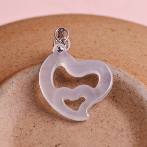 Pendentif double cœur en jadéite naturelle HKJA, pendentif en argent sterling 925, bijou d'amour, cadeau pour femmes - Product Image 2