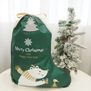क्रिसमस छोटा हरा कस्टम लोगो मुद्रित प्लास्टिक शॉपिंग बैग स्टॉकिंग आकार खुदरा दुकान थोक मूल्य हीट सीलिंग