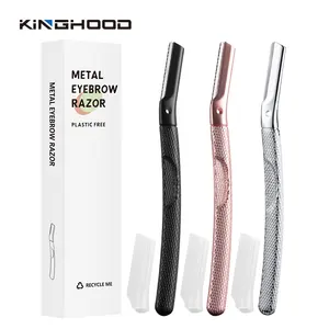 Custom Logo New Color Dermaplane Hair Trimmer Make Up Tool Rounded Face & Eyebrow Razor With Precision Cover