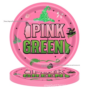 Juego de Bandejas Desechables de Papel para Fiesta de <span class=keywords><strong>Brujas</strong></span> Mágicas Rosa y Verde, Servilletas de Papel, Vasos de 7/9 Pulgadas de Diámetro, Cumpleaños Infantiles, Dibujos Animados - Product Image 2