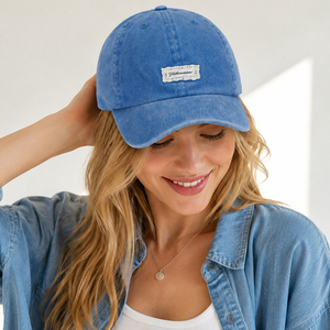 Wholesale New Custom Lace Label Logo Vintage Blue Soft Cotton Curved Denim Baseball Cap Sports Caps Sun <b>Hat</b> <b>Summer</b> Outdoor - Product Image 6