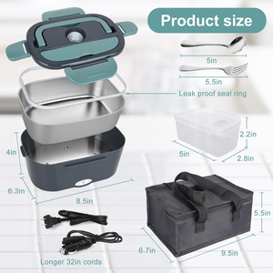 Boîte à lunch électrique portable 60W en acier inoxydable, plateau repas pour la conservation des aliments domestiques, chauffe-plat écologique - Product Image 2