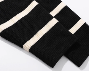 Suéter para <span class=keywords><strong>Hombre</strong></span>, 100% Mezcla de Lana, Cuello Alto, Cierre de Cremallera, Diseño en Bloques de Color <span class=keywords><strong>Blanco</strong></span> y Negro, Servicios de Personalización OEM/ODM - Product Image 4