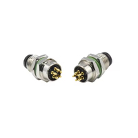 Conector de Bloqueo Roscado Metálico de Montaje en Panel con Conector Macho de 5 Pines Serie M8, Conector de PCB Impermeable