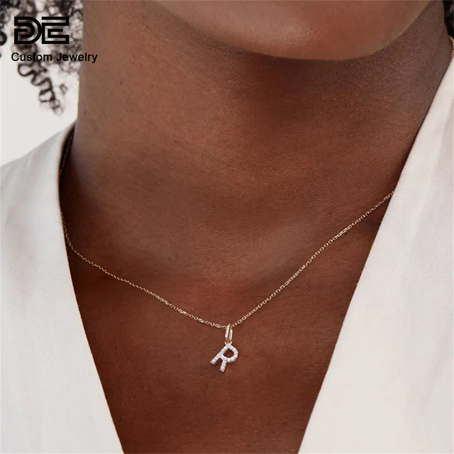 De 925 Sterling Silver Pendant with Link Chain Gold Plated Letter Conbamation Jewelry for Wedding Party or Gift for Women