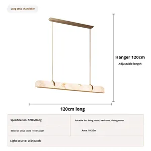 Lustre en albâtre naturel esthétique de la dynastie Song lustre de salle à manger <span class=keywords><strong>LED</strong></span> à hauteur réglable - Product Image 3